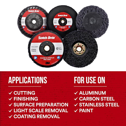 Scotch-Brite Clean and Strip XT Pro Disc - Rust and Paint Stripping Disc - 4.5” diam. x 5/8-11 Quick Change Thread - Extra Coarse Silicon Carbide - Pack of 1