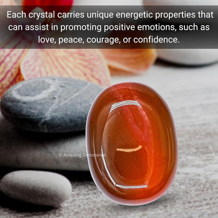 Amazing Gemstone Red Onyx Celestite Crystals and Healing Stones - Large Palm Stone Crystals Piedra - Crystal for Good Luck, Positive Energy, Meditation - Unique Stocking Stuffers Gifts for Women