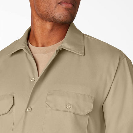 Dickies Men's Work Regular Regular Fit Long Sleeve Casual Shirt, Beige (Khaki), Small