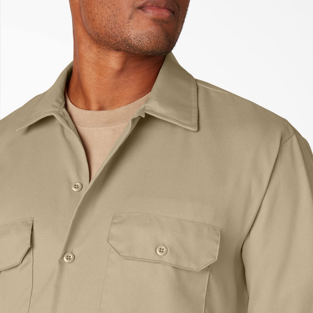 Camisa informal de manga larga Dickies para hombre, ajuste regular, beige (caqui), pequeña