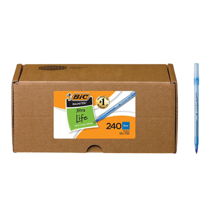 BIC Round Stic Xtra Life Ball Pen, Medium Point (B