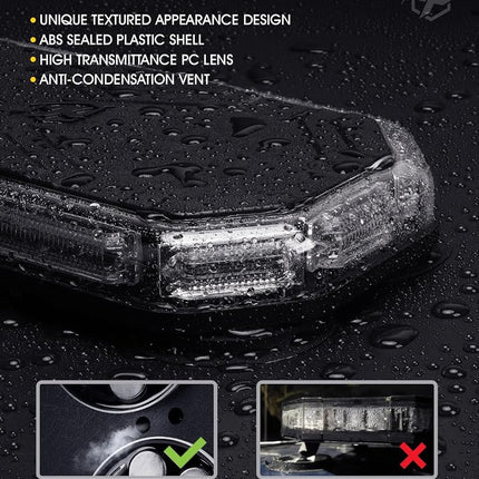 Xprite Rooftop Strobe Light Bar w/Control Panel, 42 LED Hazard Warning Emergency Flashing Plow Light for Construction Vehicles Towing Work Trucks Plows Pickup (Amber)