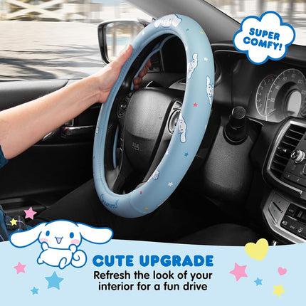 Sanrio Hello Kitty and Friends Cinnamoroll Blue Car Steering Wheel Cover, Universal Fit Cute Accesso