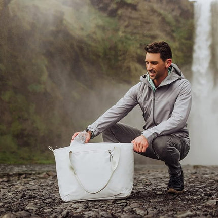 Sac isotherme ONIVA Tarana fabriqué à partir de matériaux recyclés, sac isotherme souple, glacière pique-nique recyclée, (Gris Halo)