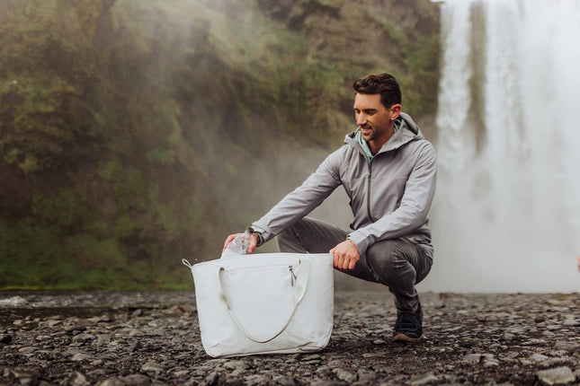 ONIVA Tarana Cooler Bag Tote made with Recycled Materials, Soft Cooler Tote Bag, Upcycled Picnic Cooler, (Halo Gray)