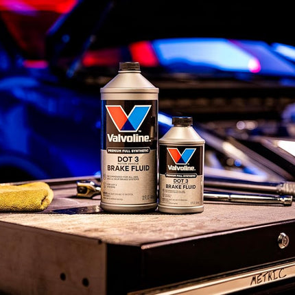 Liquide de frein synthétique Valvoline DOT 3 avec point d'ébullition élevé, protection contre la corrosion, résistance au bouchon de vapeur, compatible avec les systèmes de freinage ABS, à disque et à tambour, 355 ml