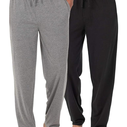 Fruit of the Loom Men's Jersey Knit Sleep Pants Extended Sizes (1 & 2 Packs) Pajama Bottoms, Black/Grey (Pack of 2), 6X