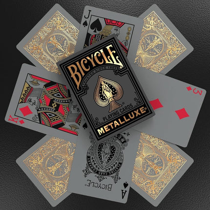 Bicycle Black and Gold Metalluxe Playing Cards – Premium Foil Metalluxe Deck– Classic Poker Size, Collectible Luxury Design, Great for Game Night, Gifting, and Stocking Stuffer