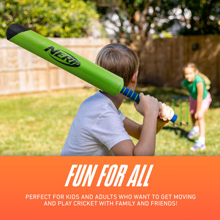 Nerf Foam Cricket Set - Full Starter Cricket Set with 30" Foam Cricket Bat, (2) Foam Balls + (3) Plastic Wickets - Perfect for Adults, Kids + Beginners - Full Foam Cricket Set