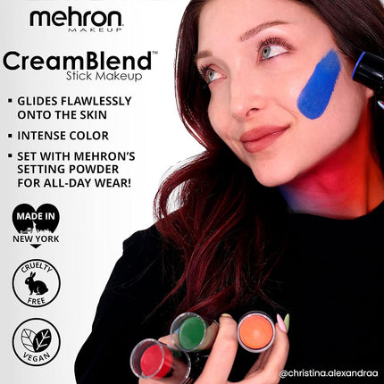Mehron Makeup CreamBlend Stick | Face Paint, Body Paint, & Foundation Cream Makeup | Body Paint Stick Perfect for Halloween Makeup .75 oz (21 g) (Ogre Green)