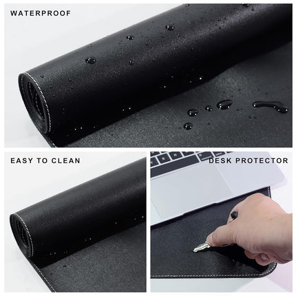 VYAAA Leather Desk Mat,180×60cm Large Mouse Pad, Desktop Protector for Desk, Multifunctional Keyboard Mouse Pad for Home or Office (Black)