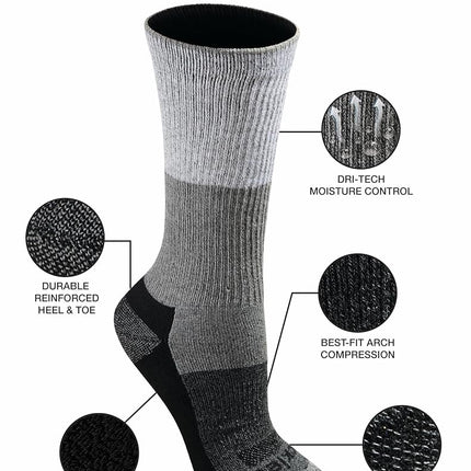 Dickies Women's Dri-tech Fashion Moisture Control Crew Socks, Available in S-XL (5, 6, 12 Pairs), Black Dot Assorted (6 Pairs), M