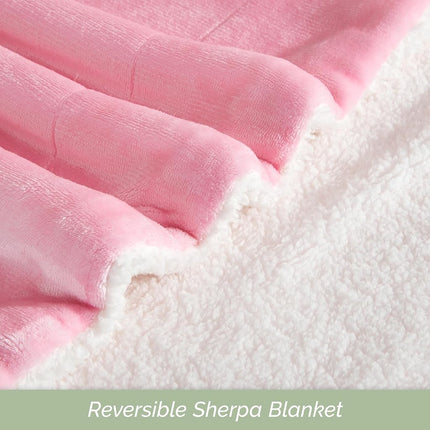 Elegant Comfort Ultra Soft Reversible Flannel Sherpa Blanket - Cozy Silky Fleece Throw for Couch, Bed - Plush Fuzzy Warm Winter Blanket for Gift, Twin XL, Light Pink