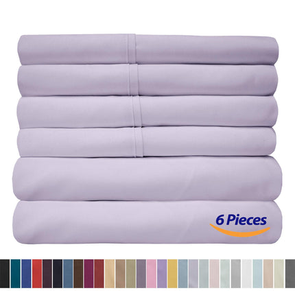 Sweet Home Collection Quality Deep Pocket Bed Sheet Set-2 Extra Pillow Cases, Value, Twin XL, Lilac, 4 Piece