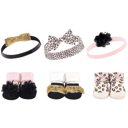 Hudson Baby Set de regalo de diadema y calcetines para bebé, Pretty Leopard, Talla única