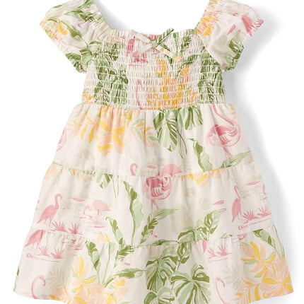 The Children's Place Baby Girls' and Toddler Short Sleeve Casual Dresses, Simply White Floral, 2T