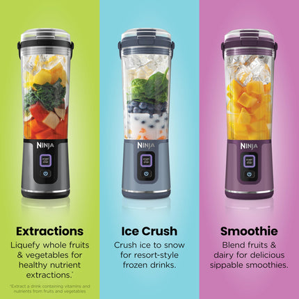 Licuadora Portátil Ninja Blast, Inalámbrica, Vaso de 18 oz, Licuadora Personal Para Batidos y Smoothies, Sin BPA, Tapa Antiderrames y Boquilla para Beber, Recargable por USB-C, Piezas aptas para Lavavajillas, Lavanda, BC151ML