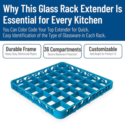 Carlisle FoodService Products CFS RE36C24 OptiClean 36 Compartment Divided Glass Rack Extender, 1.78", Orange