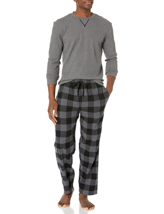 Wrangler Men's Waffle Knit Top and Flannel Pant Pa