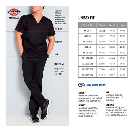 Dickies EDS Essentials Pantalones Médicos Hombre y Mujer Tiro Natural Pierna Cónica DK019, Negro, M