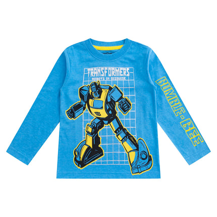 Transformers Hasbro Boys Long Sleeve Shirt for Toddlers and Big Kids, 3 Pack, Blue/black, 5