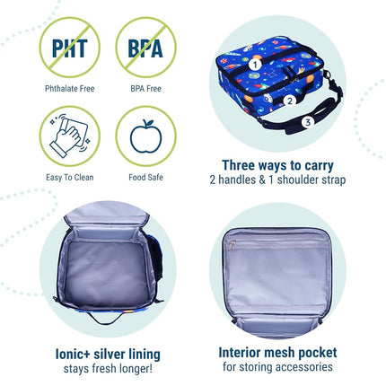 Wildkin Kids ECO rPET Insulated Lunch Box – Keeps Food Hot or Cold, Easy-Clean Lining, Mesh Pockets & BPA-Free – Boys & Girls, Ideal for School, Travel & Daycare – Out of This World