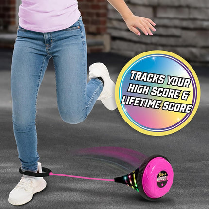 Skip It Retro Outdoor Toy, Light Up Ball and Digital Counter, Pink, Soft Foam Padded Ankle Ring, 79 cm Long, Screen Free Play, Toy for Boys, Girls, Kids Ages 5 and Up