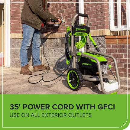 Greenworks Pro Brushless 2300 PSI (SGS Certified) 2.3 GPM Max / 1.2 GPM Electric Pressure Washer (Foldable Handles, Rugged Steel Frame, 25 FT Hose, 35 FT GFCI Power Cord)