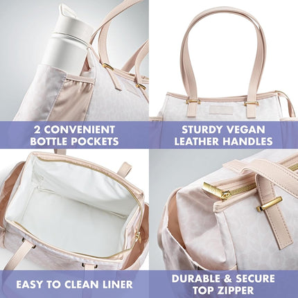 Copley Lunch Kit - Insulated, Stain-Resistant & Lightweight Women's Lunch Bag With Container, Ivory Feline Fine