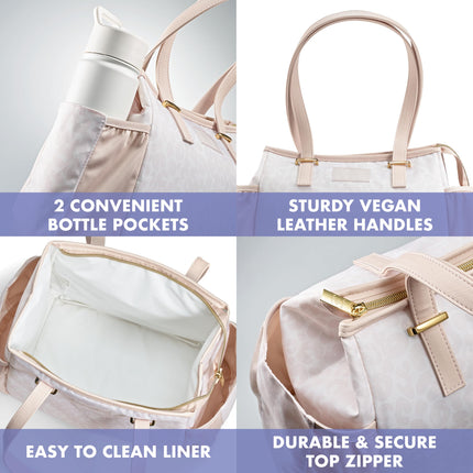 Copley Lunch Kit - Insulated, Stain-Resistant & Lightweight Women's Lunch Bag With Container, Ivory Feline Fine