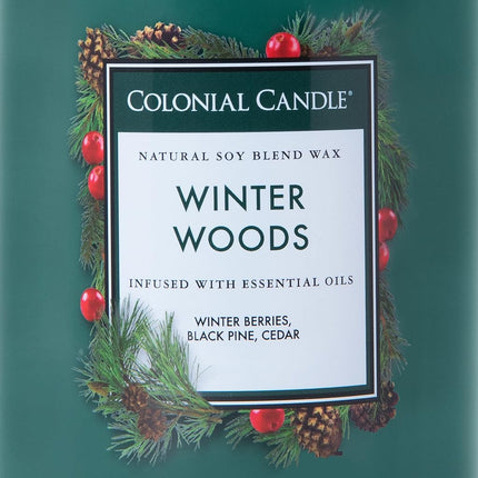 Vela aromática Colonial Candle de 2 mechas en vaso con tapa - Winter Woods (538g) - Fragancia especiada de invierno para tu hogar - Vela aromática grande con hasta 60 horas de duración - Mezcla de cera de soja