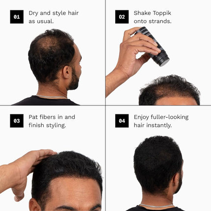 Toppik Hair Building Fibres for Fuller Thicker Looking Hair, Black, 27.5g