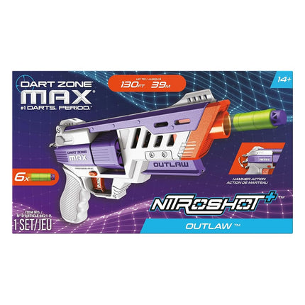 Dart Zone Max Nitroshot+ Outlaw High-Powered Hammer Prime Half-Length Pro Dart Blaster - 14+