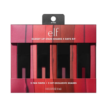 e.l.f. Glossy Lip Stain Shades 4 Days Kit, Long-La