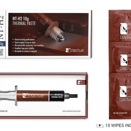 Noctua NT-H2 10g, High-Performance Thermal Paste and 10 Cleaning Wipes