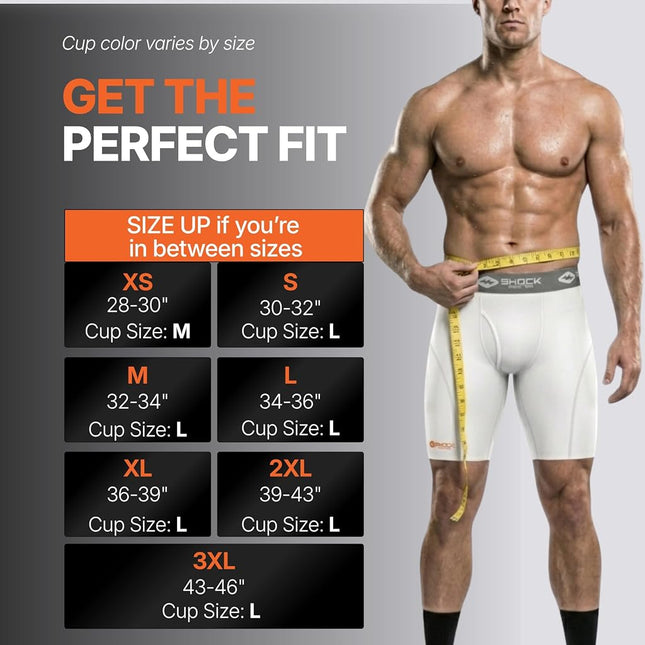 Shock Doctor 221 Men's Compression Short with BioFlex Cup (Medium, White)