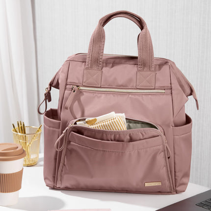 Skip Hop Diaper Bag Backpack: Mainframe Large Capacity Wide Open Structure with Changing Pad & Stroller Attachement, Dusty Rose