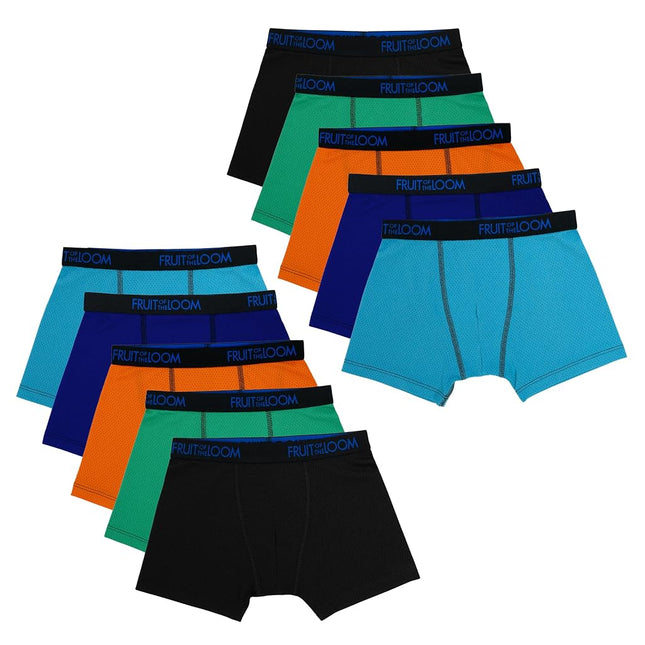 Fruit of the Loom Boys' and Toddler Boxer Briefs, Tag Free & Breathable Underwear, Assorted Color Multipacks, 10 Pack - Breathable Micro Mesh, L