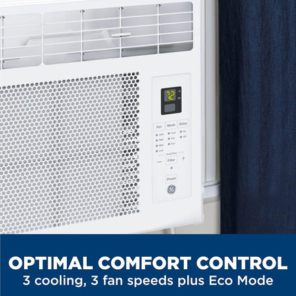 GE AWCS06BBA Window Air Conditioner Unit, 6,000 BTU for Small 250 sq ft. with Adjustable Fan and Cooling Settings, Perfect for Bedroom or Living Room, Easy Install Kit Included, Black