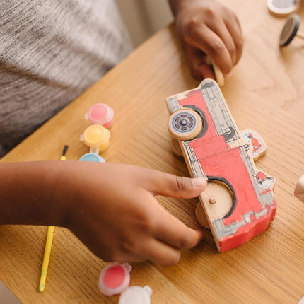 Melissa & Doug PAW Patrol Wooden Vehicles Craft Kit – 3 Decorate Your Own Vehicles with Paint & Stickers – Includes Chase, Marshall & Skye Play Figures – Creative Toy for Kids Age 4+