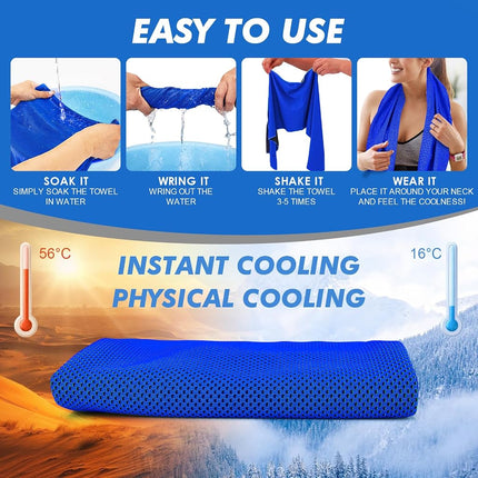 CSITE 10 Pack Cooling Towels (120x30cm) for Neck and Face, Ice Towel for Hot Weather, Soft Breathable Chilly Gym Towels, Microfiber Towel for Work Out, Yoga, Running, Camping & More Activities