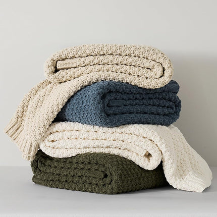 Manta de punto de chenilla gruesa EVERGRACE para sofá, mantas suaves y lujosas de punto musgo para cama, manta decorativa rústica y acogedora para sofá, todas las estaciones, beige, 152 x 203 cm