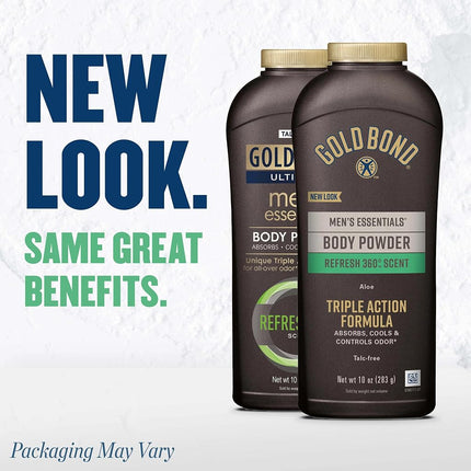 Gold Bond Ultimate Men's Essentials Body Powder 10 oz. Refresh 360° (Talc-Free)
