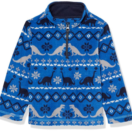 The Children's Place Pull polaire chaud quart de zip pour bébés et tout-petits garçons, Dino bleu, 3T