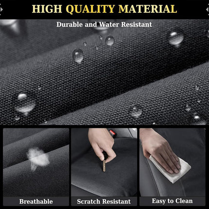 Fundas de asiento trasero Coverado, protector de asiento de lona impermeable para cojines de asiento de coche para niños y perros, fundas de asiento compatibles con Ford F150 2015-2025 y Ford F250 F350 F450 2017-2025 (negro, 2 piezas)
