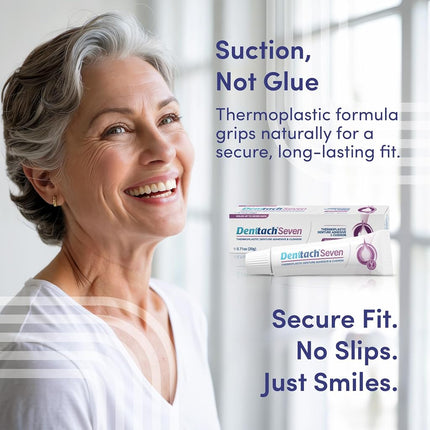 Denttach Denture Adhesive, Thermoplastic Denture Adhesive, Cushion and Reliner, Comfortable, Secure Denture Grip for Up to 7 Days, Non Glue, Zinc Free, Long Holding Denture Reliner