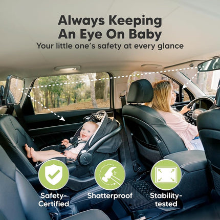 KeaBabies Baby Car Seat Mirror, Wide View, Shatterproof(Matte Black, Large)