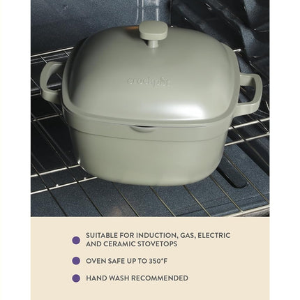 Crock-Pot Northvale Cast Aluminum Lightweight Durable 5.2 Quart Heavy Duty Dutch Oven Pot With Lid, Oven Safe, Dual Handles - Matte Sage Green