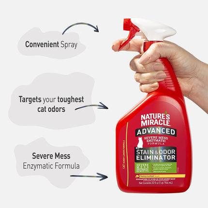 Nature’s Miracle Advanced Cat Stain And Odour Eliminator, Sunny Lemon Scent, 946ml, Severe Mess Enzymatic Formula, Pet Urine Destroyer, Multi-Surface Cleaner - Use On Carpet & Furniture, Trigger Spray
