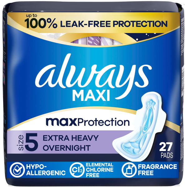Always Maxi Overnight Extra Heavy Flow with Wings,
